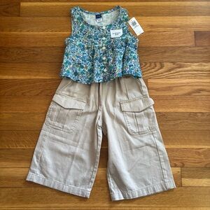 Old Navy Floral Blue and Beige 2 piece set / 18-24 months / NWT
